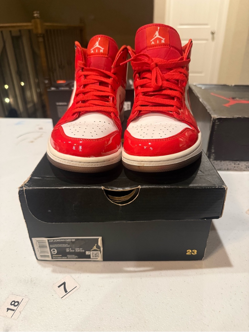 Jordan Kids Red and White High-Top Sneakers